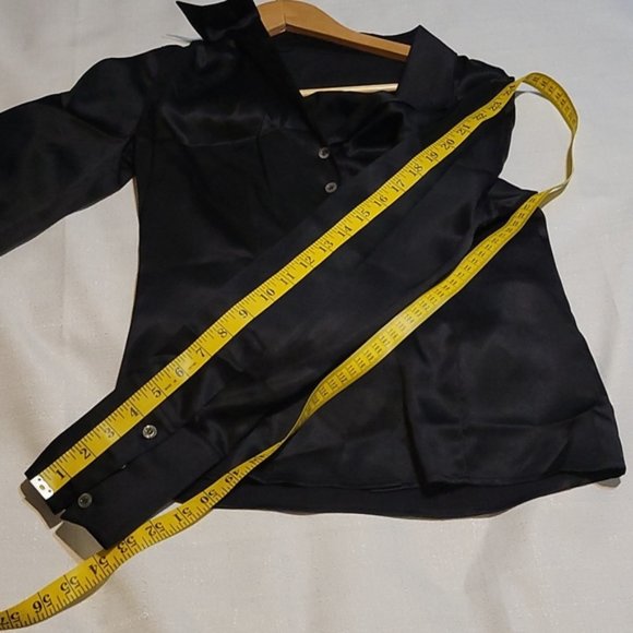 Escada black silk deep v neck Button down size 34 - Picture 5 of 7